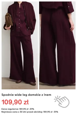 Spodnie wide leg damskie z lnem promocja w Medicine