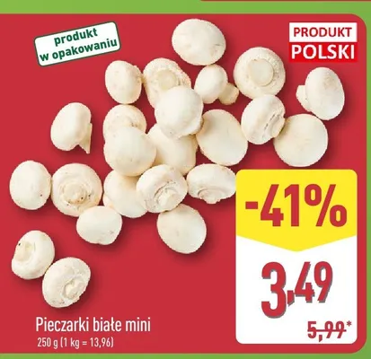 Pieczarki białe mini promocja w Aldi