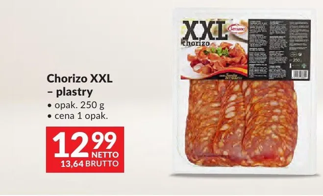 Chorizo XXL plastry Serrano promocja w Makro