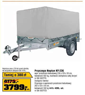 Przyczepa Neptun N7-236 promocja w OBI