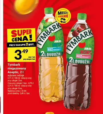 Napój niegazowany Tymbark Aseptic jabłko wiśnia promocja w Twój Market