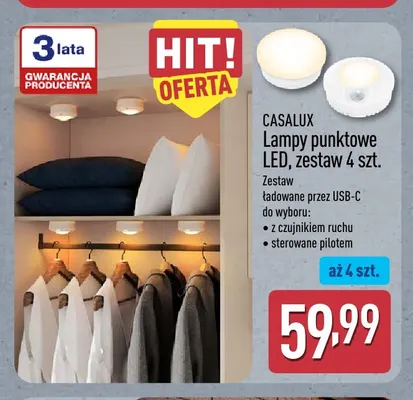 Lampy punktowe LED zestaw 4 szt. z czujnikiem ruchu Casalux promocja w Aldi