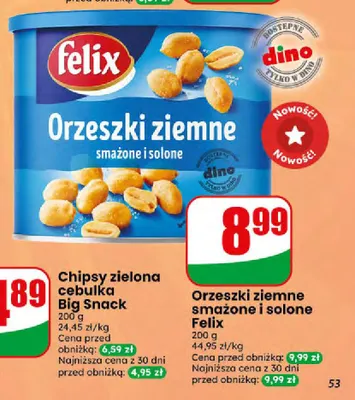 Orzeszki ziemne smażone i solone Felix promocja w Dino