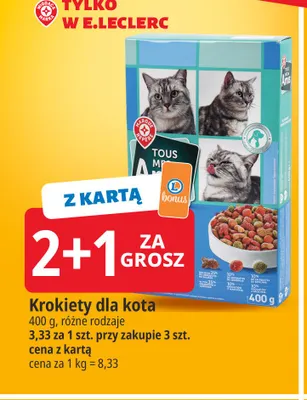 Krokiety dla kota Tous Mes Amis promocja w Leclerc