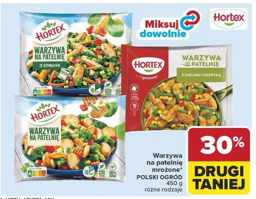 Warzywa na patelnię mrożone Hortex Polski Ogród ze szpinakiem promocja w Carrefour Market