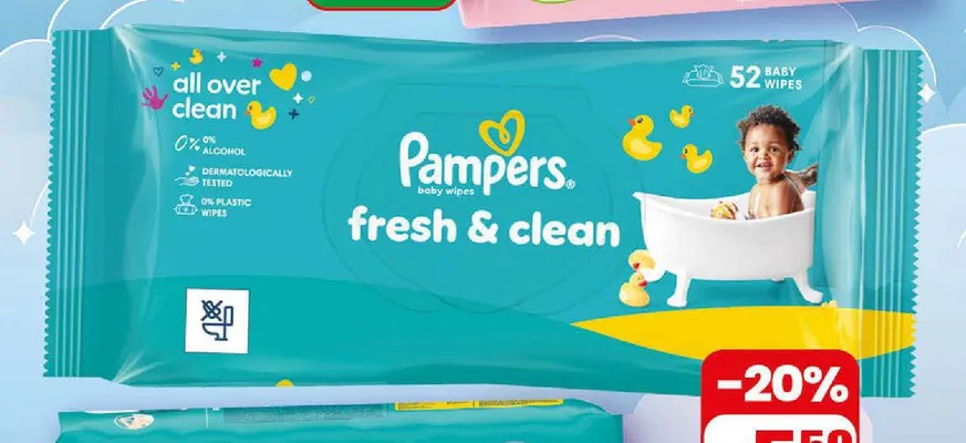 Chusteczki nawilżane Pampers Fresh & Clean 52-pak promocja w Dino