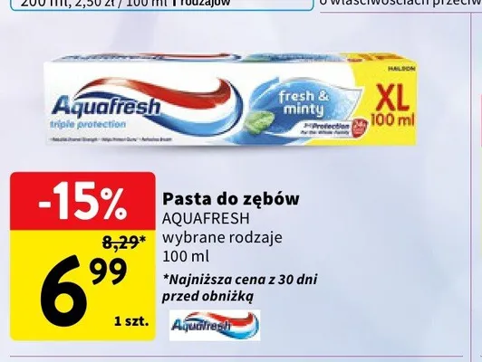 Pasta do zębów Aquafresh promocja w Intermarche