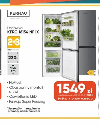 Lodówka Kernau Kfrc 16154 Nf Ix promocja w Max Elektro