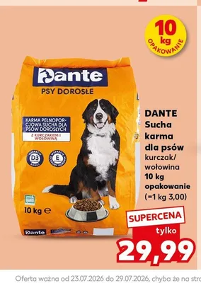 Sucha karma dla psów dorosłych Dante z kurczakiem i wołowiną promocja w Kaufland