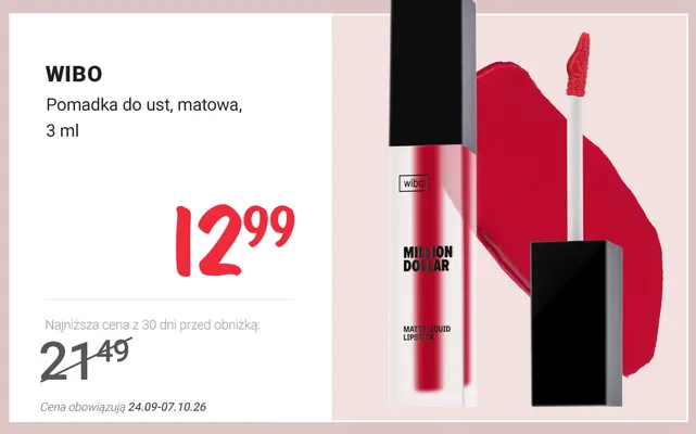 Pomadka do ust matowa Wibo promocja w Rossmann