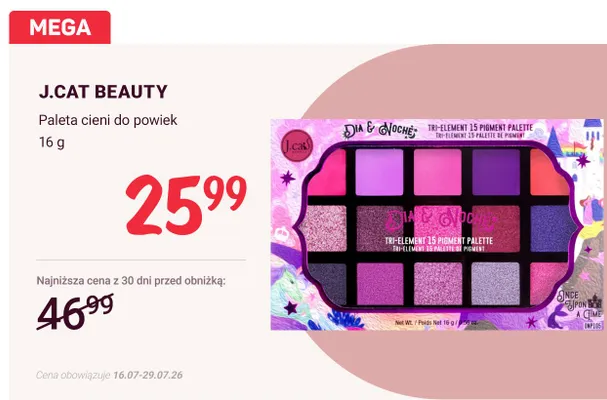 Paleta cieni do powiek J.Cat Beauty Dia & Noche promocja w Rossmann