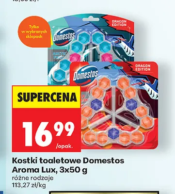 Kostki toaletowe Domestos Aroma Lux 3-pak promocja w Biedronka