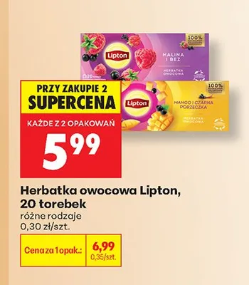 Herbatka owocowa Lipton Mango i Czarna Porzeczka promocja w Biedronka
