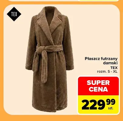 Płaszcz futrzany damski TEX promocja w Carrefour