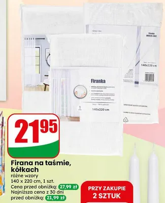 Firana na taśmie kółkach różne wzory 140x220cm promocja w Dino