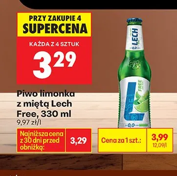 Piwo bezalkoholowe Lech Free limonka z miętą promocja w Biedronka
