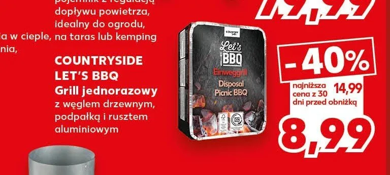 Grill jednorazowy Countryside Let's BBQ promocja w Kaufland
