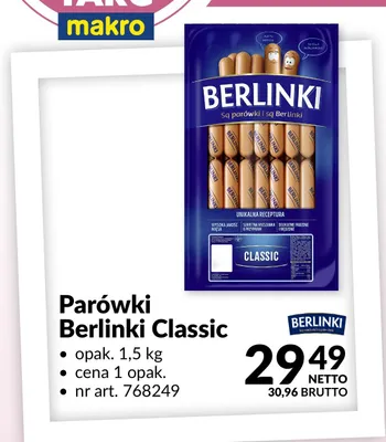 Parówki Berlinki Classic promocja w Makro