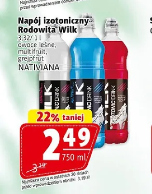 Napój izotoniczny Nativiana Wilk grejpfrut promocja w Prim Market