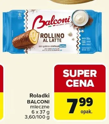 Roladki mleczne BALCONI 6-pak 37g promocja w Carrefour Market