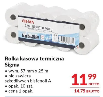 Rolka kasowa termiczną Sigma promocja w Makro