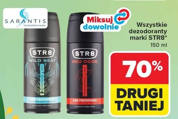 Dezodoranty Wild Beat, Red Code różne rodzaje promocja w Carrefour
