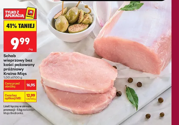 Schab wieprzowy bez kości pakowany próżniowy promocja w Biedronka