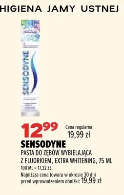 Pasta do zębów Sensodyne wybielająca z fluorkiem Extra Whitening promocja w Drogerie Natura