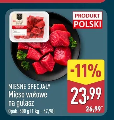 Mięso wołowe na gulasz Mięsne Specjały promocja w Aldi