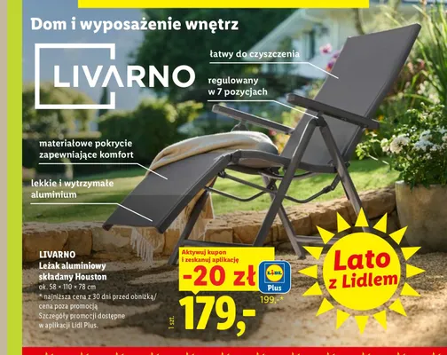 Leżak aluminiowy składany Houston promocja w Lidl