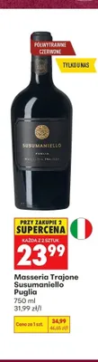 Wino czerwone półwytrawne Masseria Trajone Susumaniello Puglia promocja w Biedronka