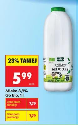 Mleko Go Bio 3,9% promocja w Biedronka