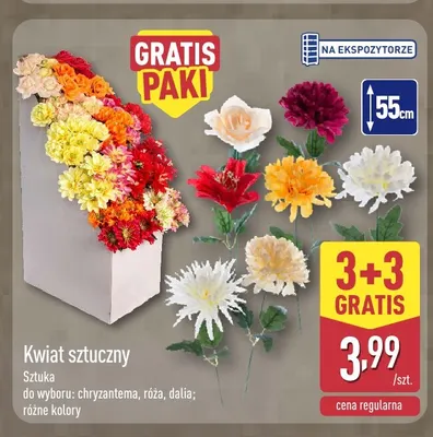 Kwiat sztuczny chryzantema promocja w Aldi