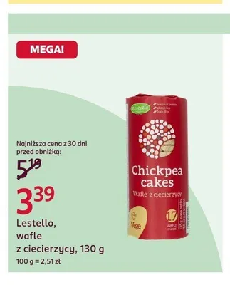 Wafle z ciecierzycy Lestello Chickpea cakes promocja w Rossmann