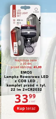 Lampka rowerowa LED EMOS z COB LED komplet przód + tył promocja w Poczta Polska