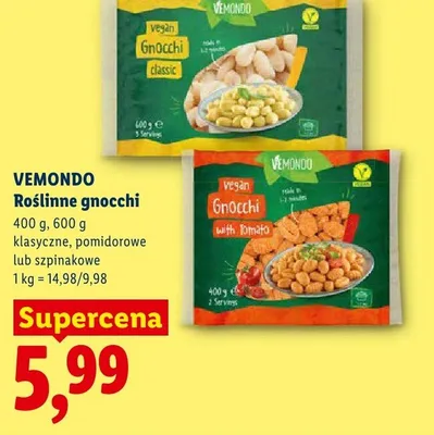 Roślinne gnocchi szpinakowe VEMONDO promocja w Lidl