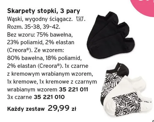 Skarpety stopki 3 pary promocja w Tchibo