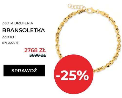 Bransoletka złoto BN-002916 Briju promocja w Briju
