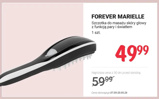 Szczotka do masażu skóry głowy z funkcją pary i światłem FOREVER MARIELLE promocja w Rossmann
