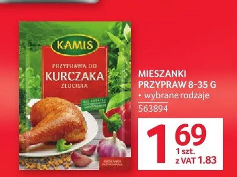 Mieszanki przypraw KAMIS do kurczaka złocista promocja w Selgros