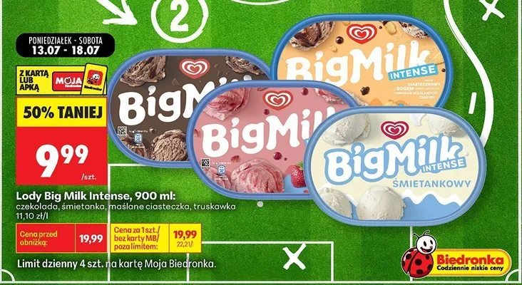 Lody Big Milk Intense śmietanka promocja w Biedronka