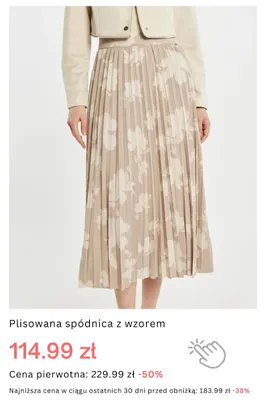 Plisowana spódnica z wzorem promocja w Monnari