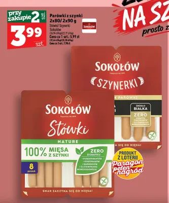 Parówki z szynki Szynerki 2-pak Sokołów promocja w TOPAZ
