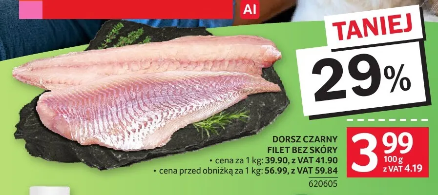 Dorsz czarny filet bez skóry promocja w Selgros