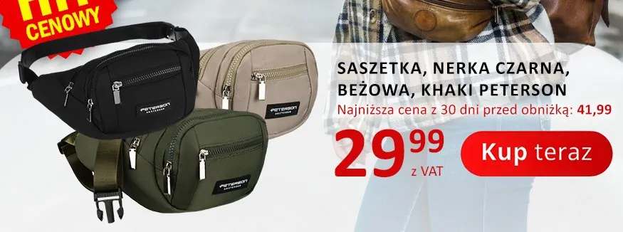 Saszetka nerka czarna Peterson promocja w Poczta Polska