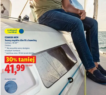 Jeansy męskie slim fit z bawełną promocja w Lidl