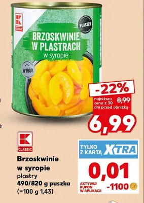 Brzoskwinie w syropie plastry K-Classic promocja w Kaufland