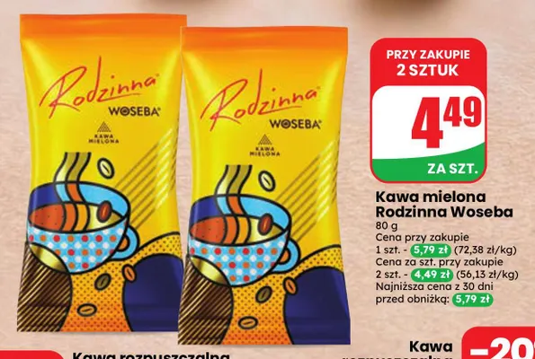 Kawa mielona Rodzinna Woseba promocja w Dino