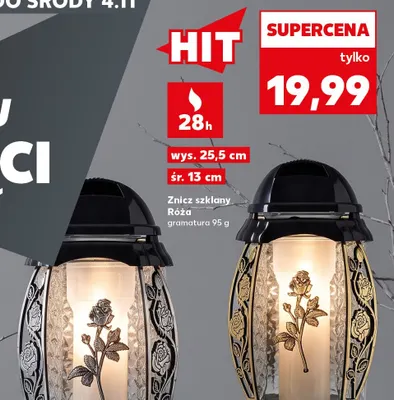 Znicz szklany Róża promocja w Kaufland