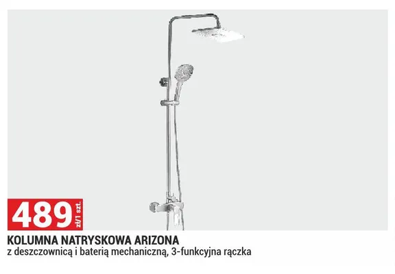 Kolumna natryskowa Arizona z deszczownicą i baterią mechaniczną 3-funkcyjna rączka promocja w Merkury Market
